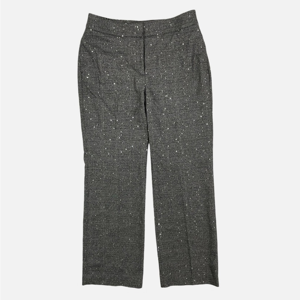 NWT Chicos black & silver plaid sequin wide leg trousers size 14 tall